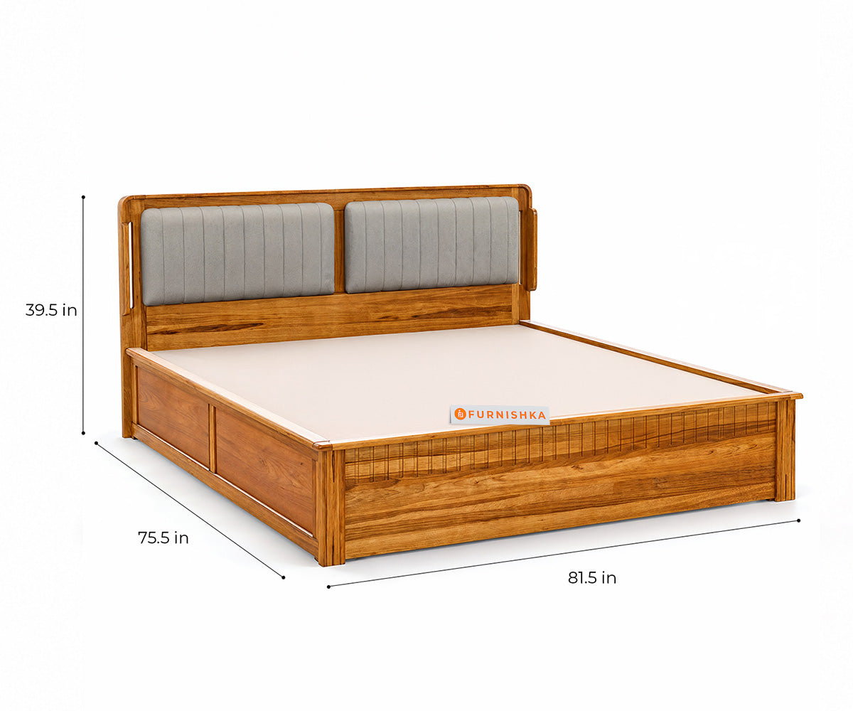 Eterno Teak Wood Hydraulic Bed King Size