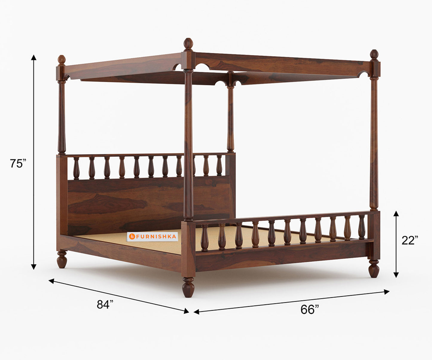 Camila Poster Sheesham Wood Queen Size Beds without Storage