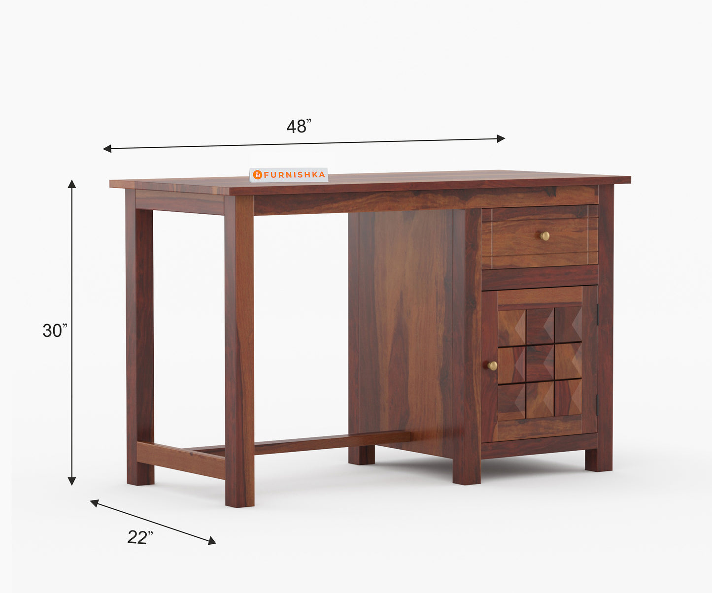 Harrison Sheesham Wood Study Table (Brown Finish)