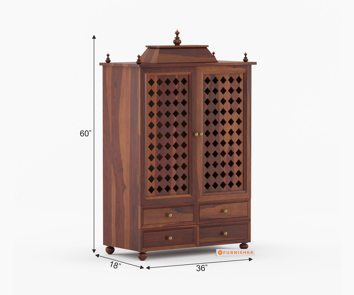 Shree Sheesham Wood Home Temple (Brown Finish)