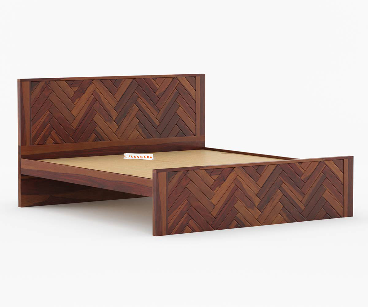 Myra Sheesham Wood Bed Non Storage - King Size - Furnishka