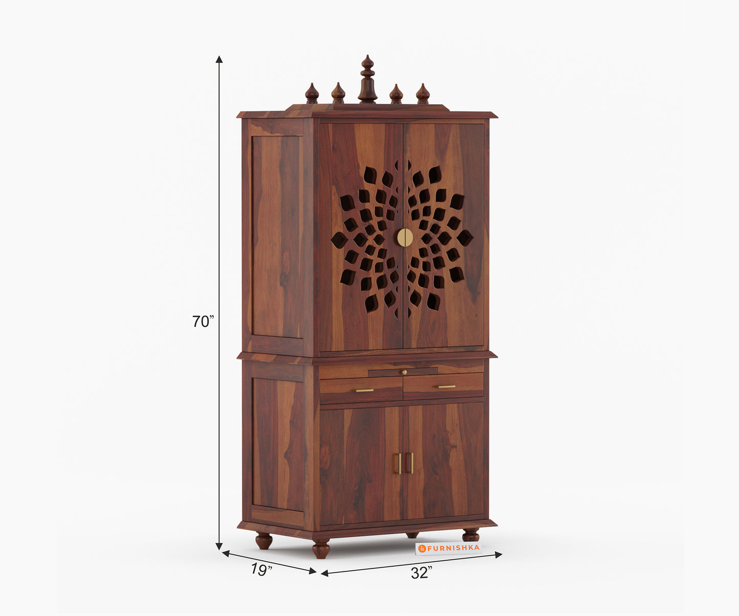 Shakti Sheesham wood Home Temple (Brown Finish)