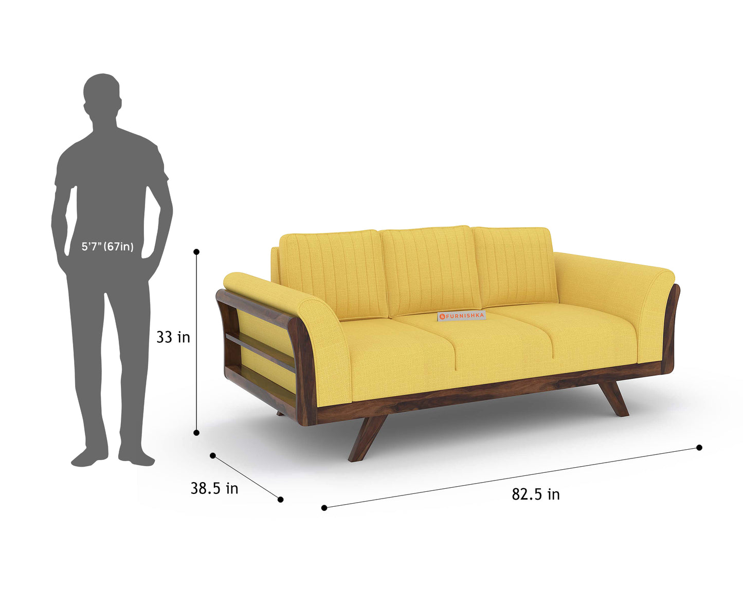 Sahara Sofa 3 Seater Mustard Yellow