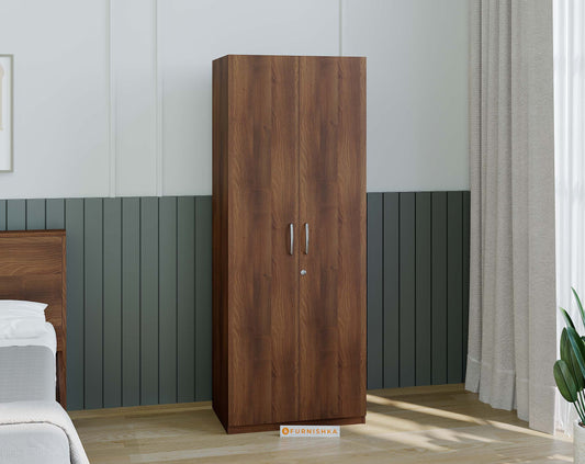 Zeta 2 Door Wardrobe - Walnut Finish - Furnishka