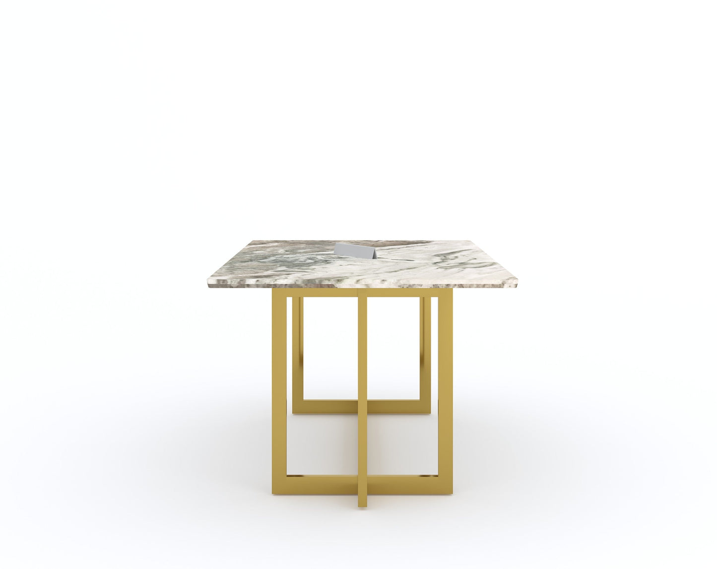 Rodano Dining Table with Green Choco Marble Top - 4 Seater - Furnishka