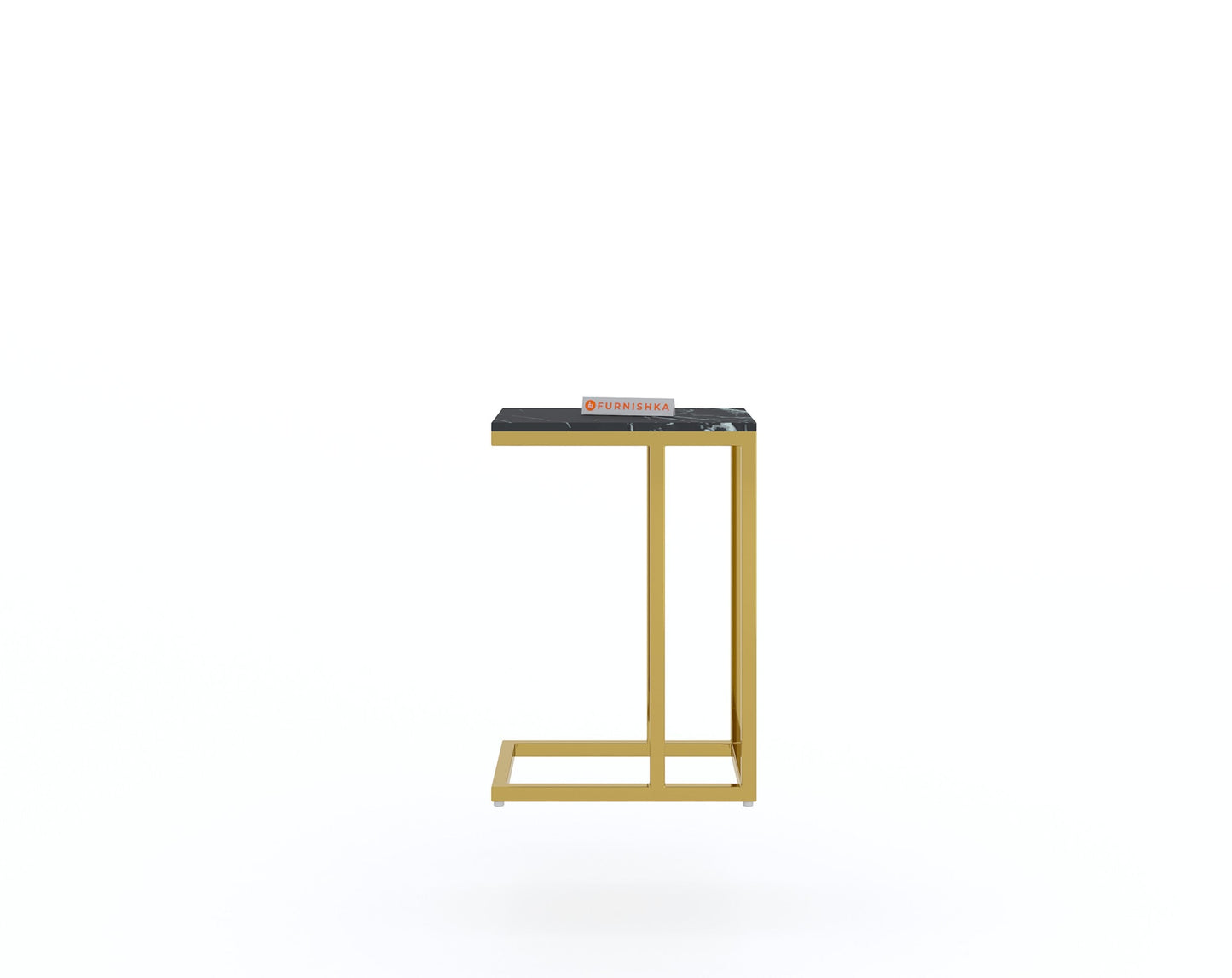 Ovid Side Table with Black Engineered Marble Top - Furnishka