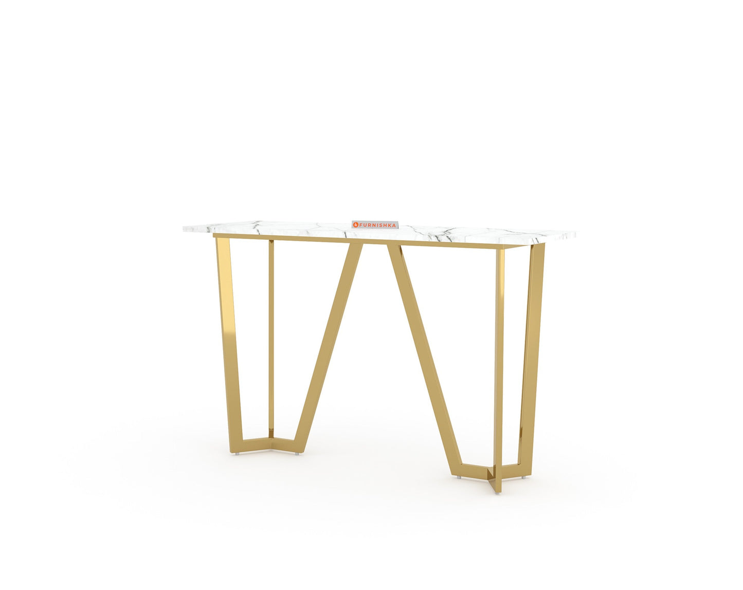 Olzaa Console Table with White Engineered Marble Top - Furnishka