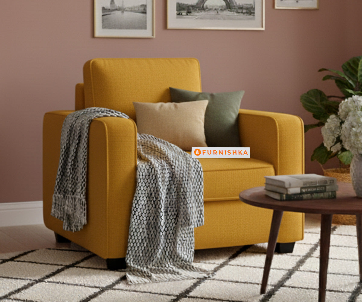 Melaka Sofa 1 Seater Mustard Yellow