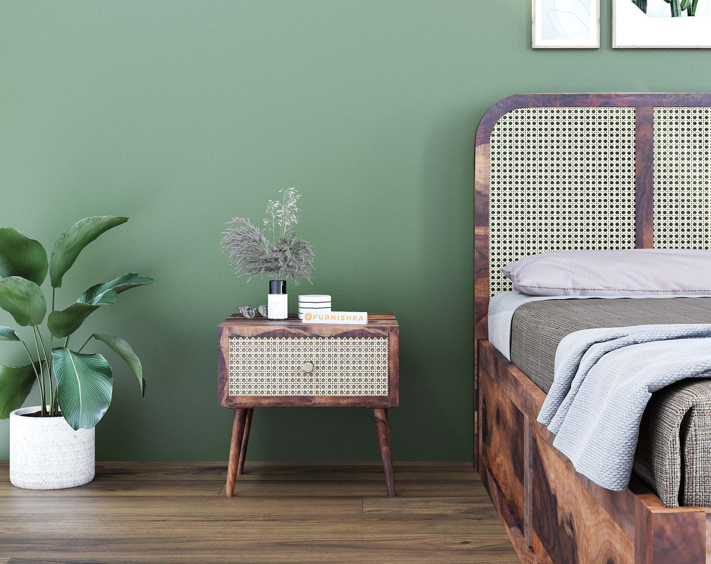 Zoji Single Drawer Bedside Table In Sheesham - Amara Facia - Furnishka