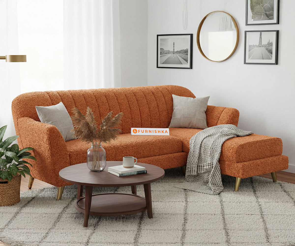Marco 2 Seater Sectional Sofa with Anthology Fabric Orange -RHS