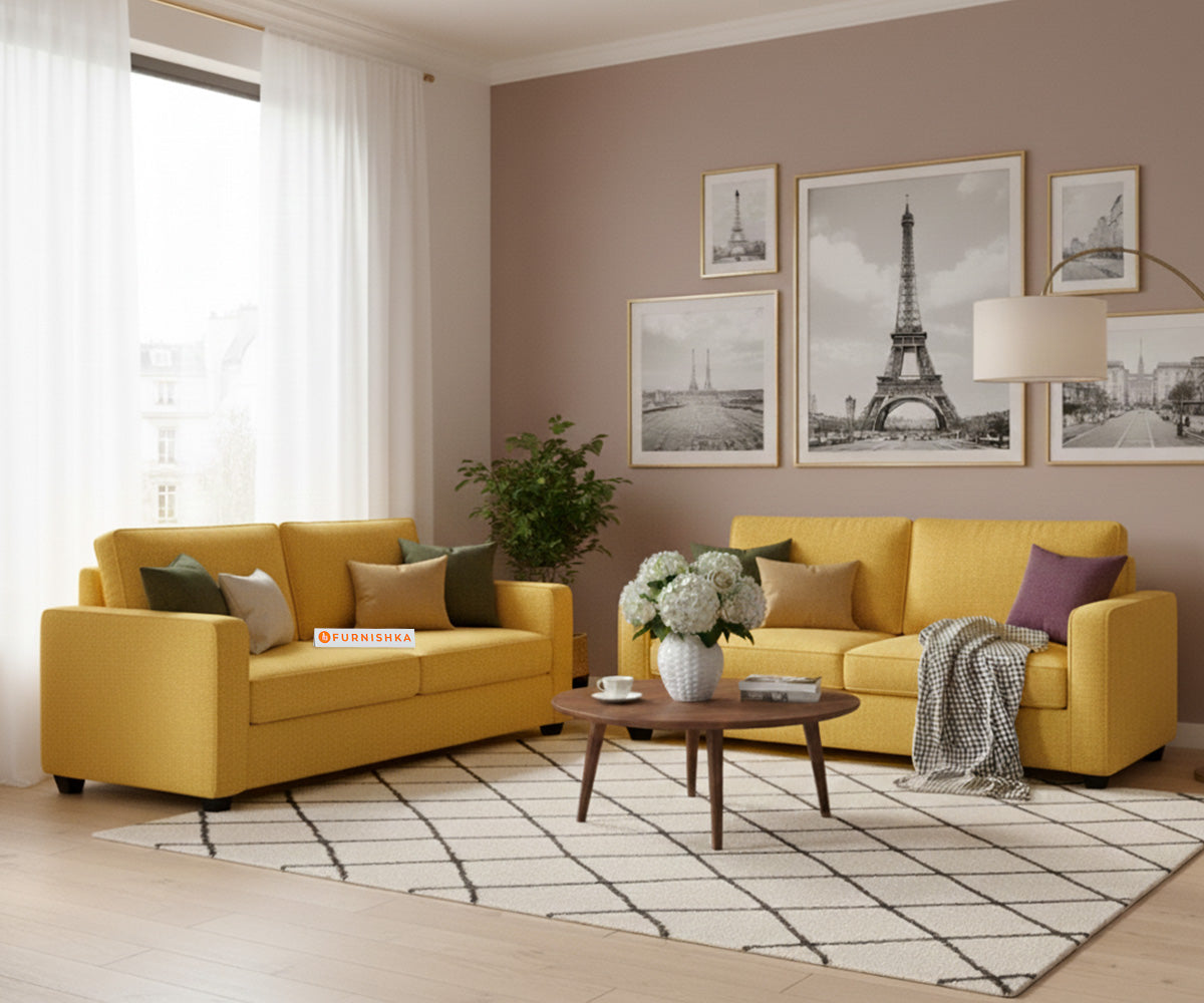 Melaka 3+2 Seater Sofa Set Mustard Yellow