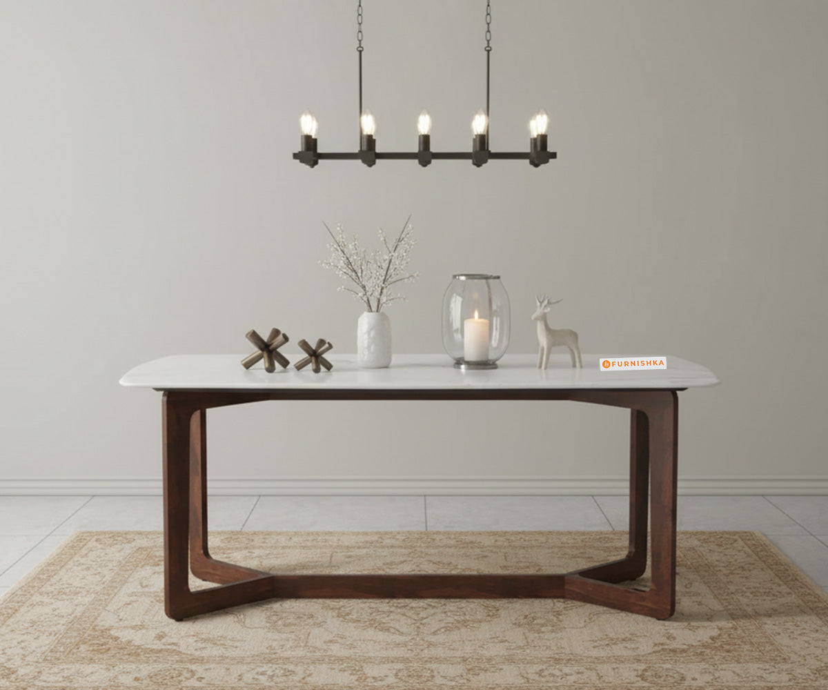 Vetra 6 Seater Dining Set with Compact Top Indian Marble