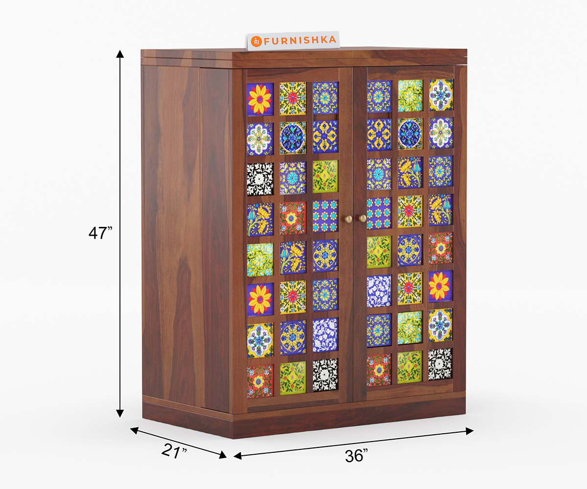 Ace Solid Sheesham Wood Bar Cabinet - Furnishka