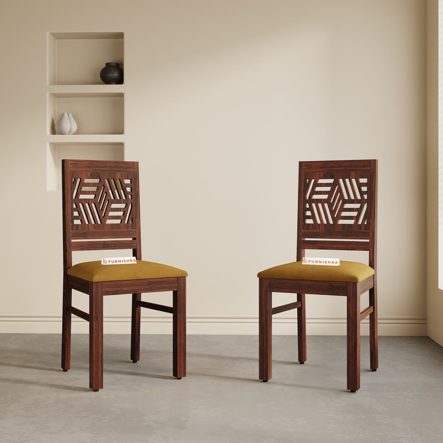 Adiva Sheesham Dining Chair Mustard Yellow - Furnishka