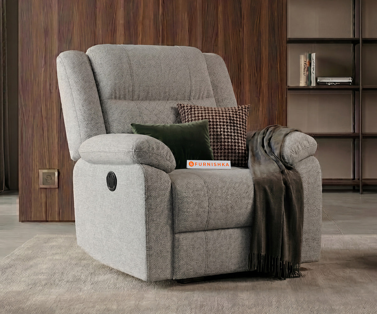 Alex 1 Seater Electric Motorised Recliner in Light Grey - Furnishka
