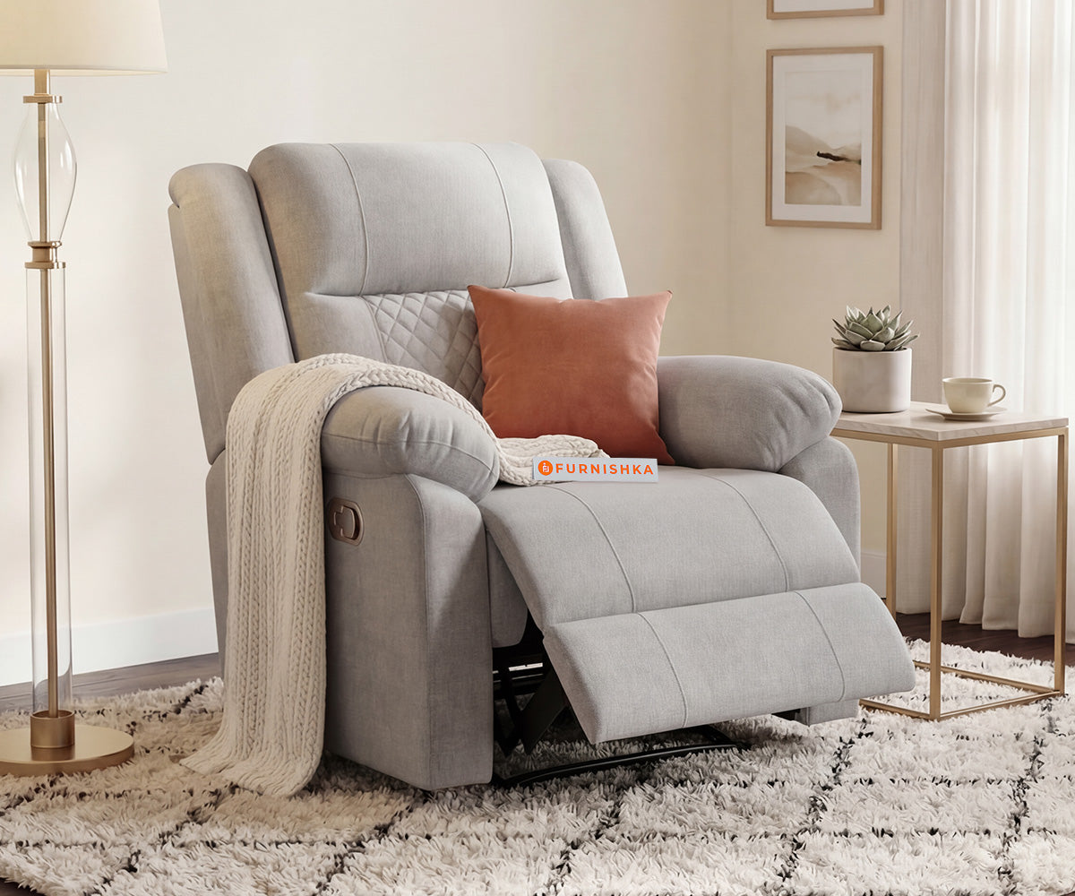 Alex 1 Seater Manual Recliner in Light Grey - Furnishka