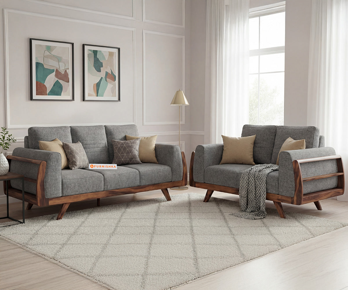 Amaari 3+2 Seater Sofa Set With Anthology Fabric Grey - Furnishka