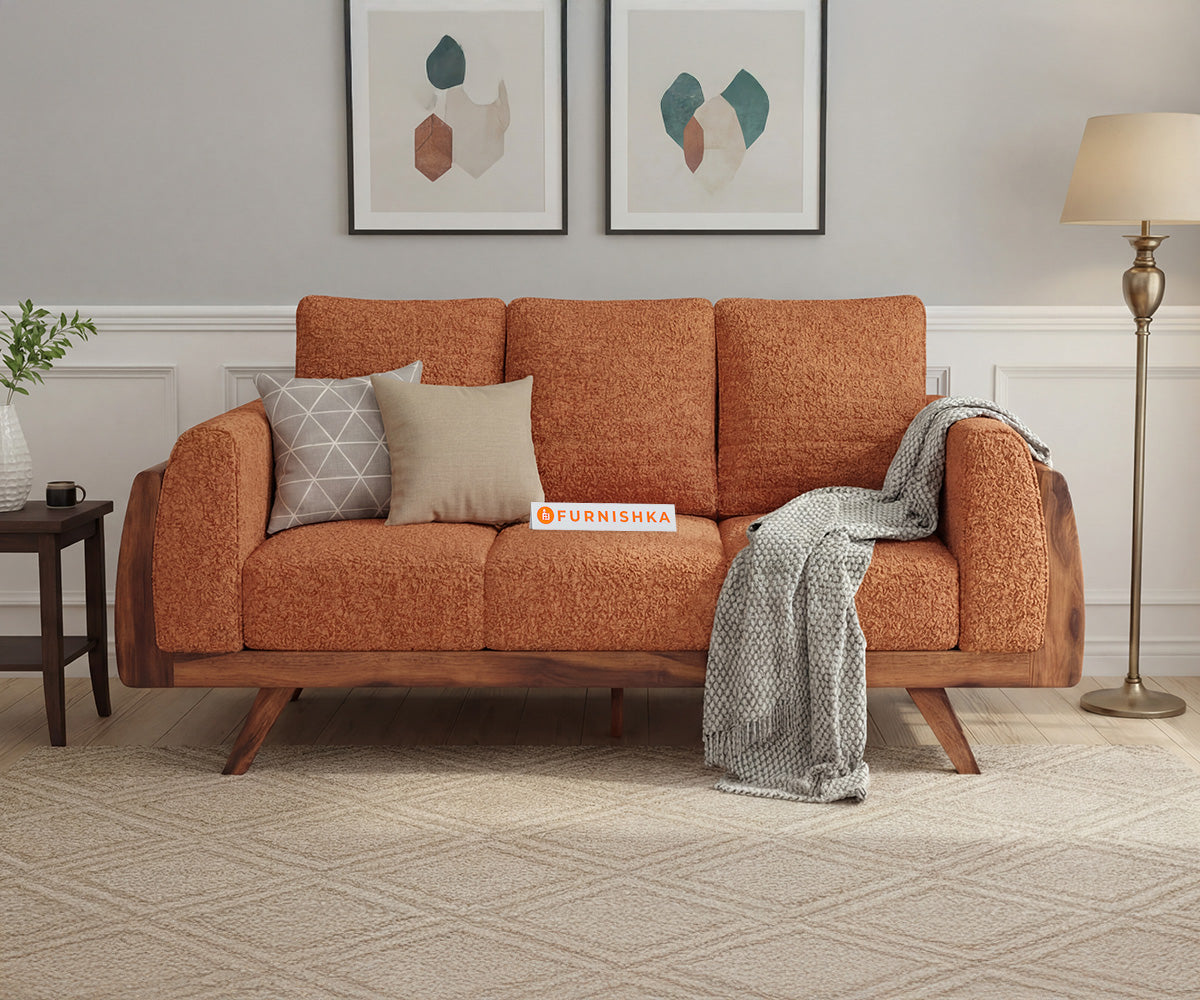 Amaari 3 Seater Sofa Set With Anthology Fabric Orange - Furnishka