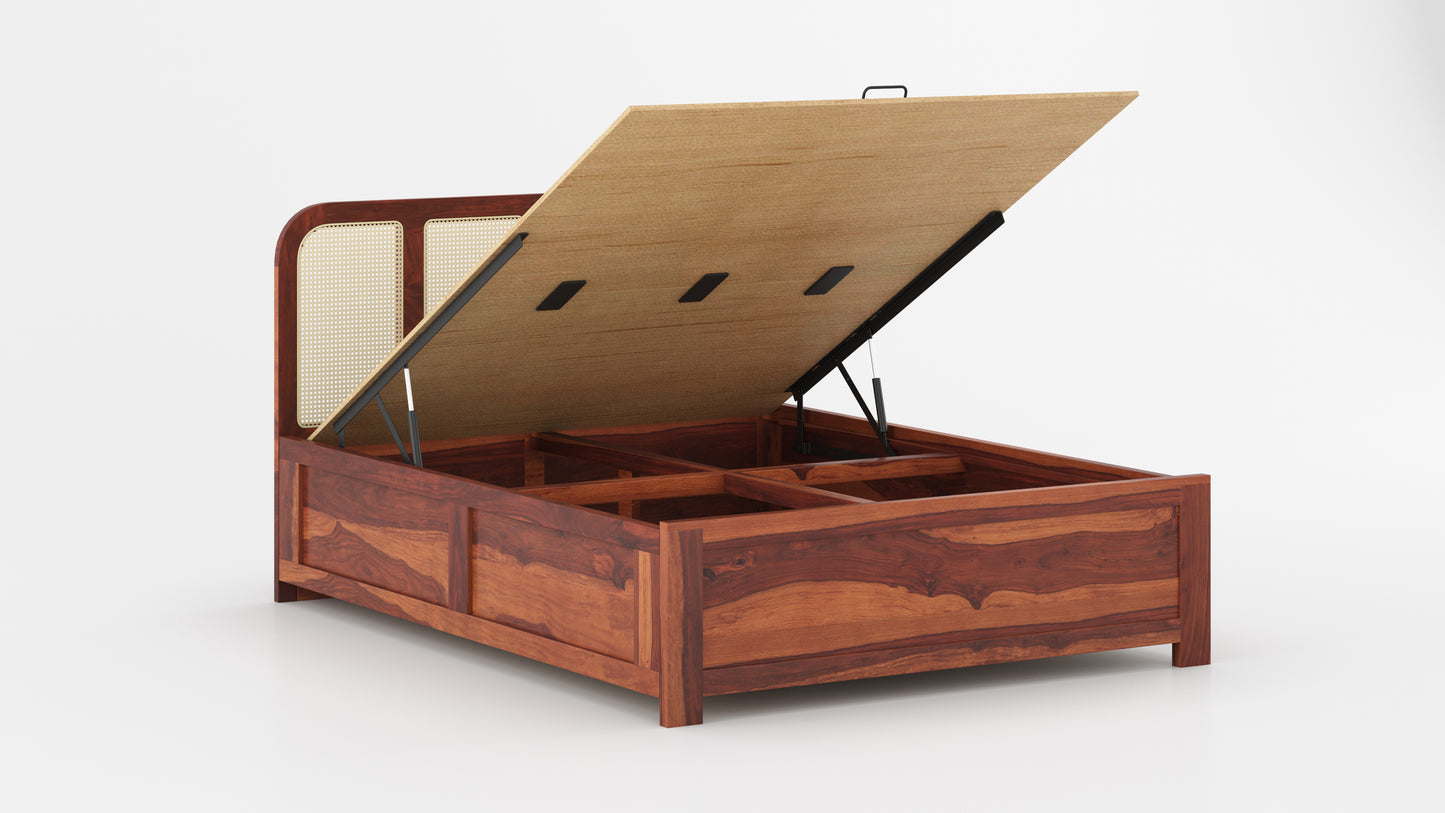 Amara Hydraulic Bed in Sheesham - King Size - Furnishka