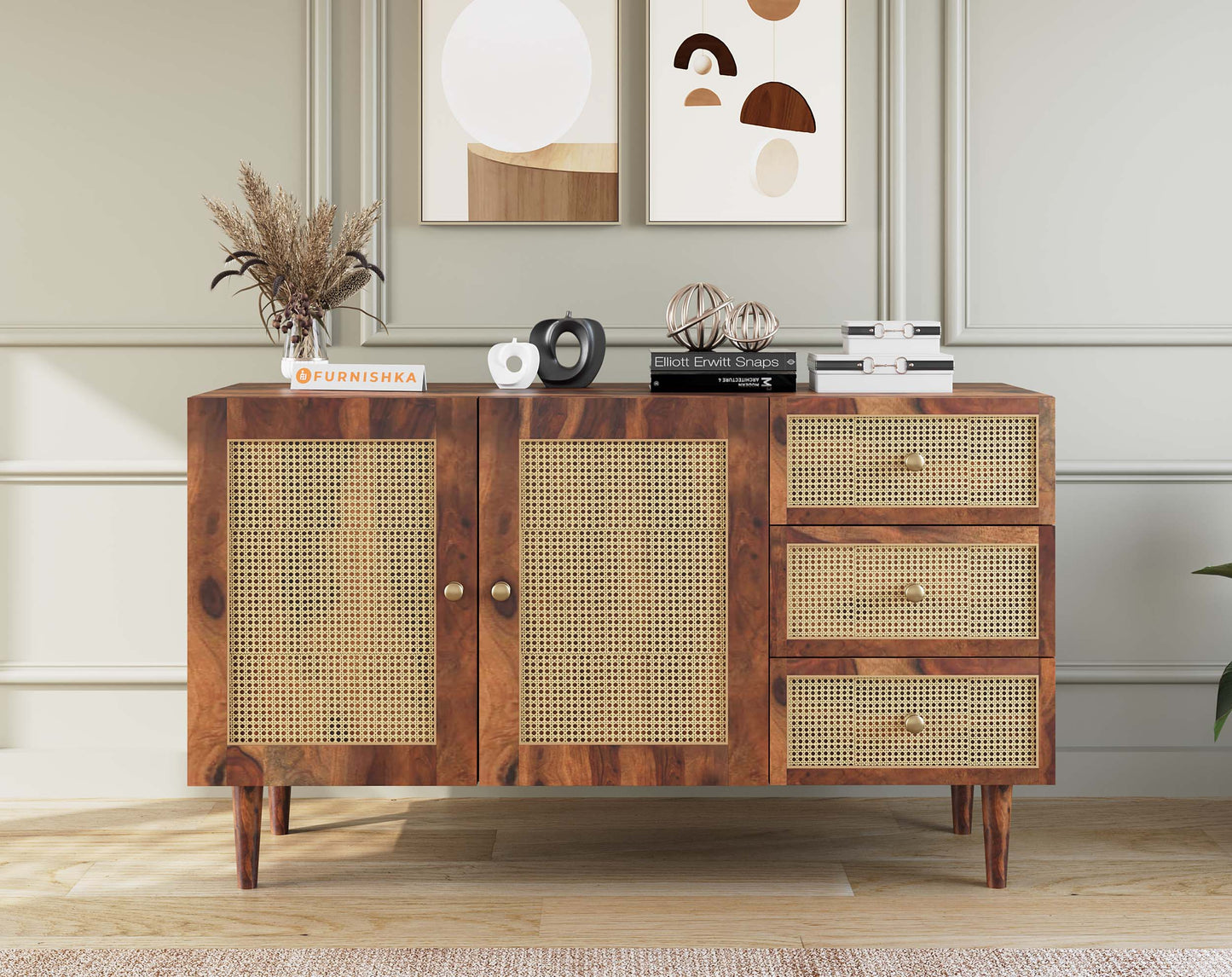 Amara Toshi Sideboard With 2 shutters and 3 drawers in Sheesham - Furnishka