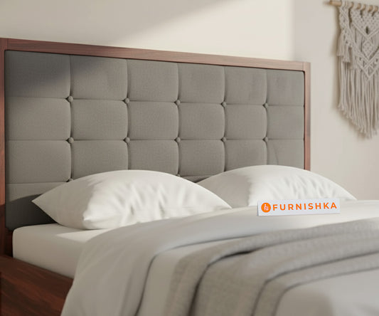 Amblyn Sheesham Teak Wood Box Storage Bed King Size - Space Grey - Furnishka