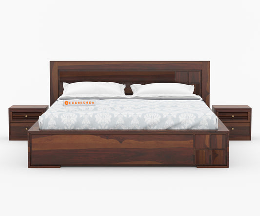 Amelia Sheesham wood Bed King Size Box Storage - Furnishka