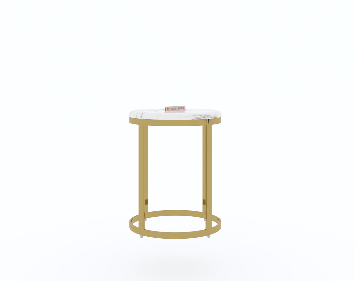 Arcus Side Table with White Engineered Marble Top - Furnishka