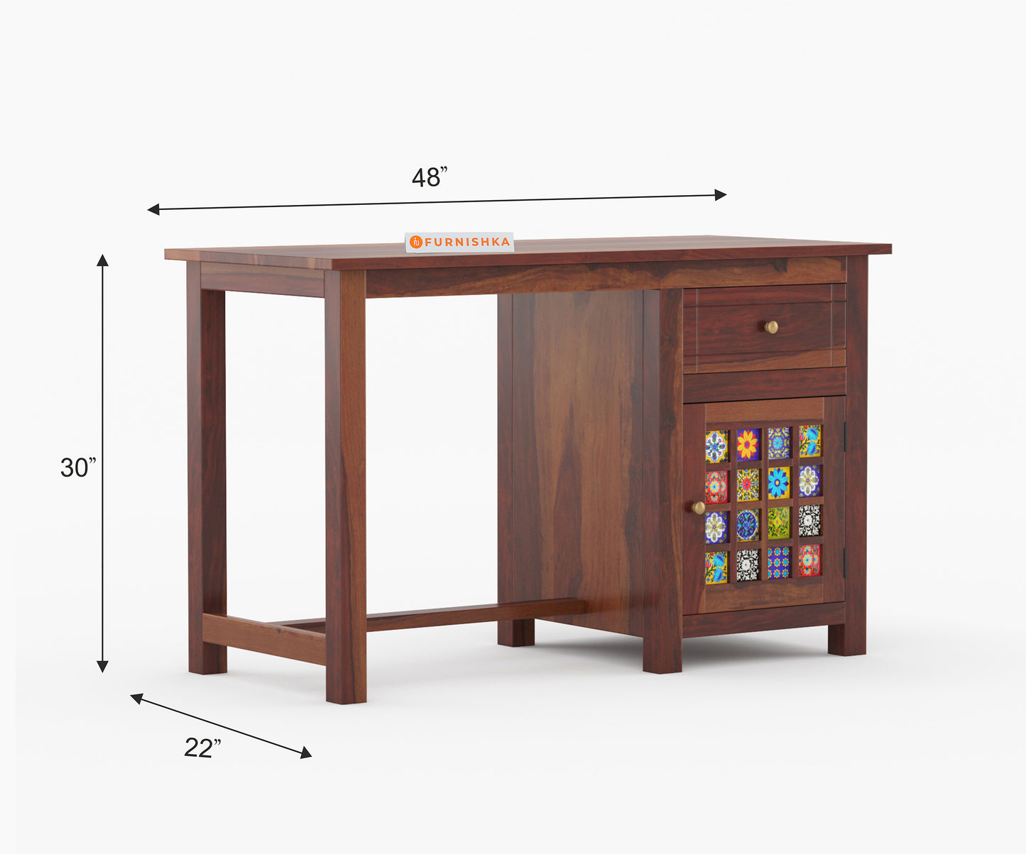 Aria Sheesham Wood Study Table (Brown Finish) - Furnishka