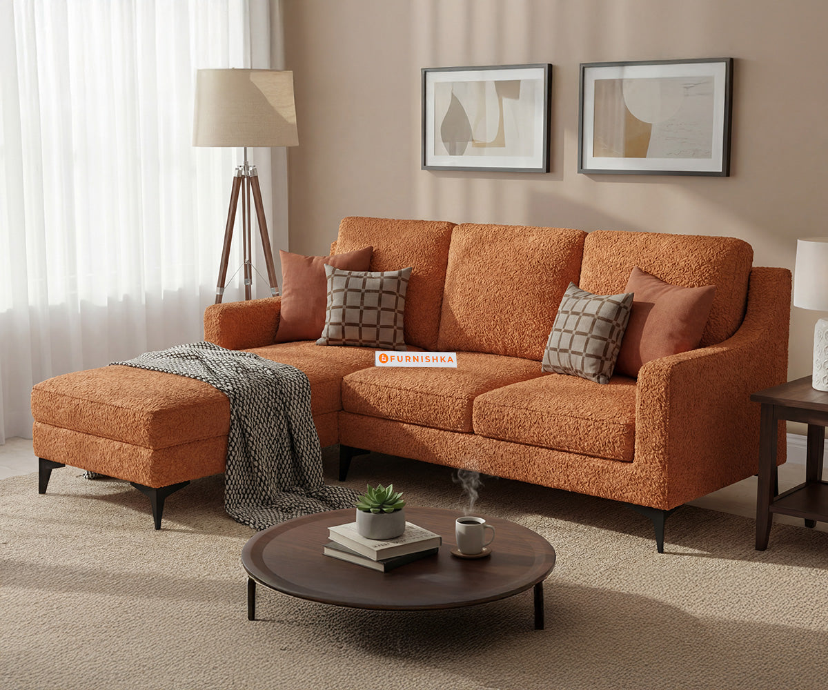 Arrasso 2 Seater L Shape Sofa with Anthology Fabric Orange-LHS - Furnishka