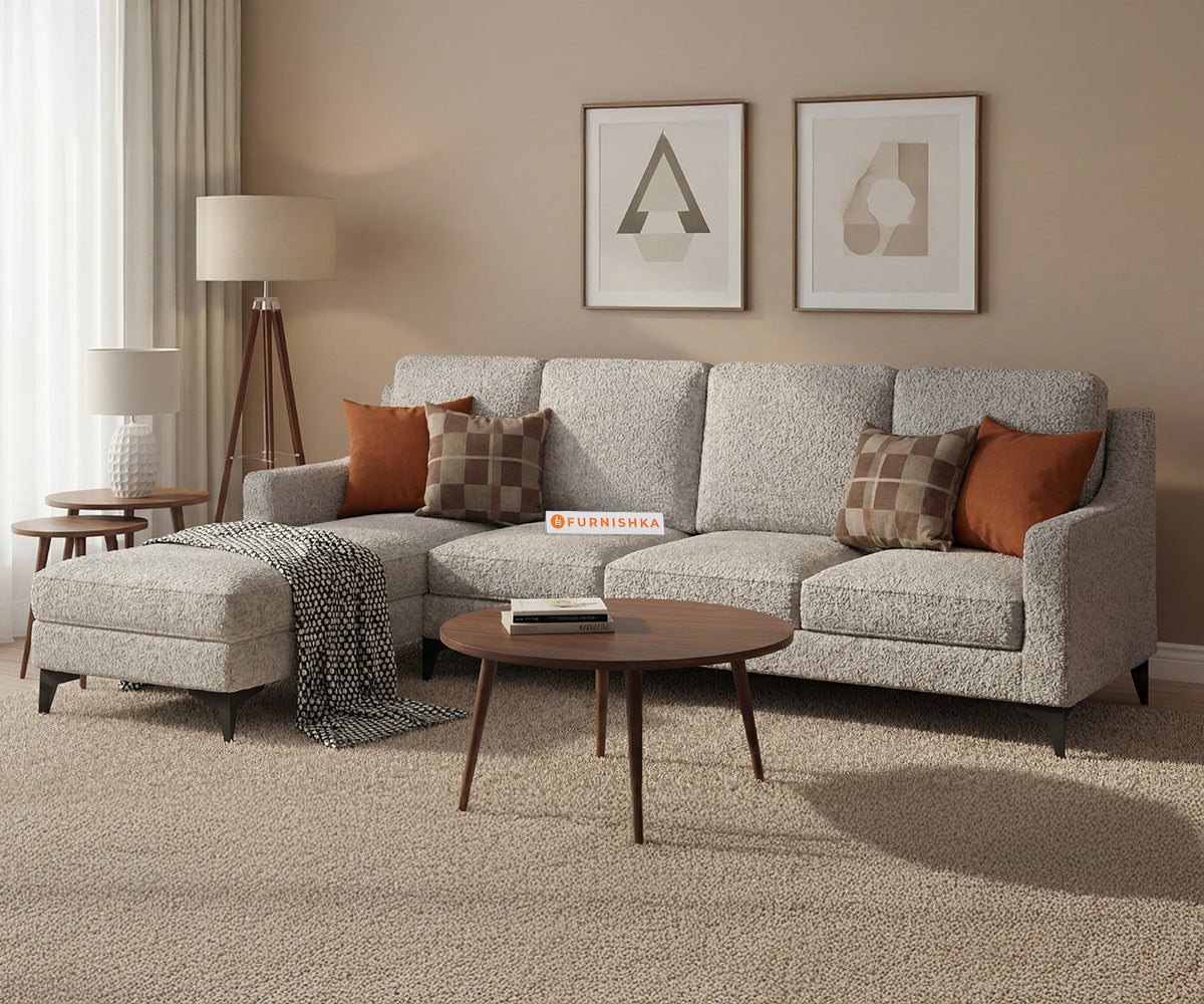 Arrasso 3 Seater L Shape Sofas with Anthology Fabric Grey -LHS - Furnishka