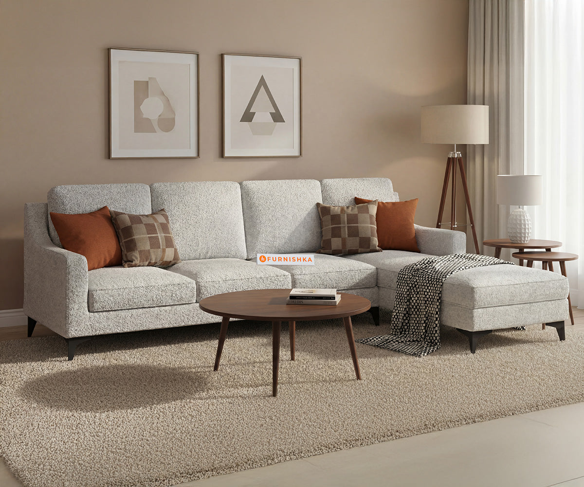 Arrasso 3 Seater L Shape Sofas with Anthology Fabric Light Beige-RHS - Furnishka