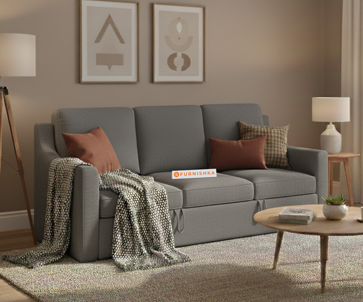 Arrasso Sofa 3 Seater Sofa Cum Bed - Pull out Type - Trout grey - Furnishka