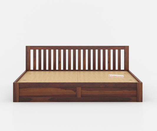 Arya Solid Wood King Bed with Box Storage - Furnishka