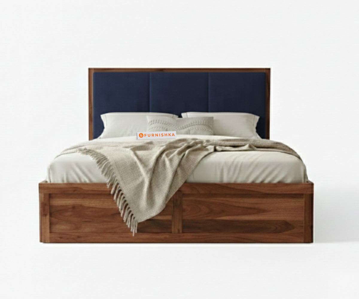 Ashlyn Sheesham Bed Box Storage - King Size Persian Blue - Furnishka