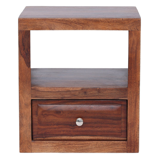 Asiro Sheesham Bedside Table with Single Drawer - Furnishka