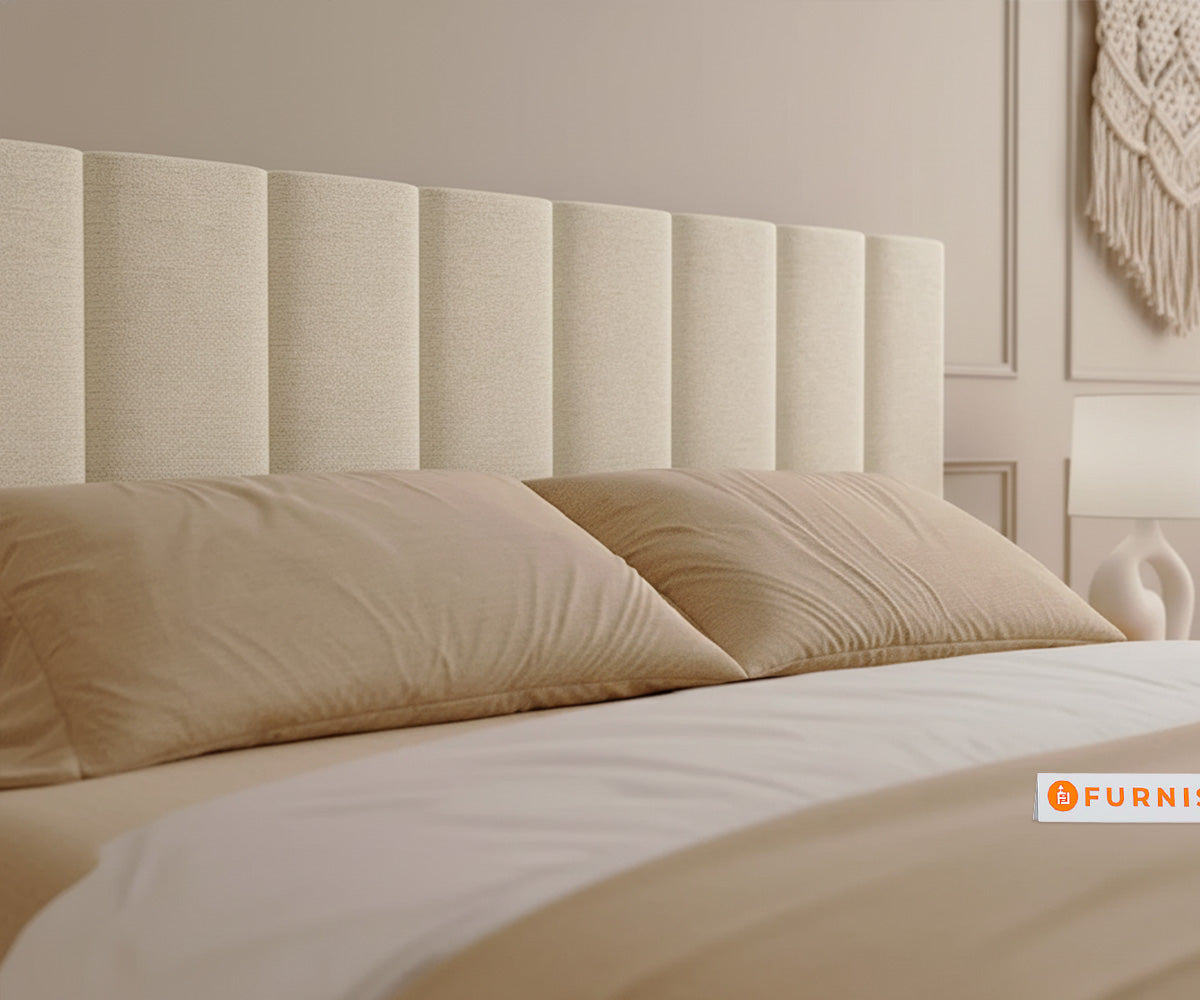 Augustus Real Teak Wood Hydraulic Bed King Size Light Beige - Furnishka