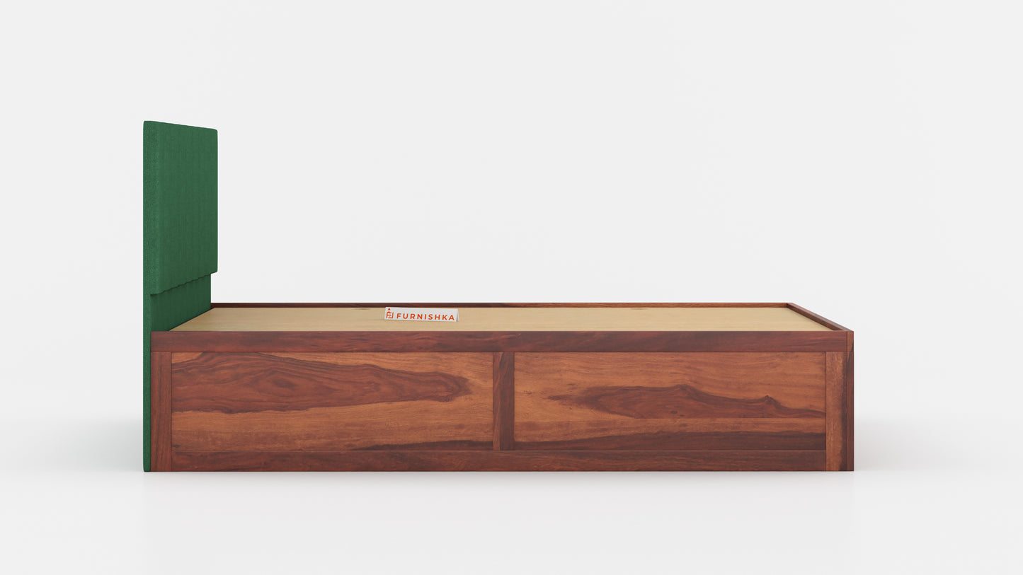 Augustus Sheesham Wood bed with Upholstered headboard Box Storage King Size - Furnishka