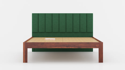 Augustus Sheesham Wood bed with Upholstered headboard Non Storage King Size - Furnishka