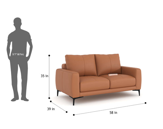 Balvin Leather 2 Seater Sofa - Furnishka