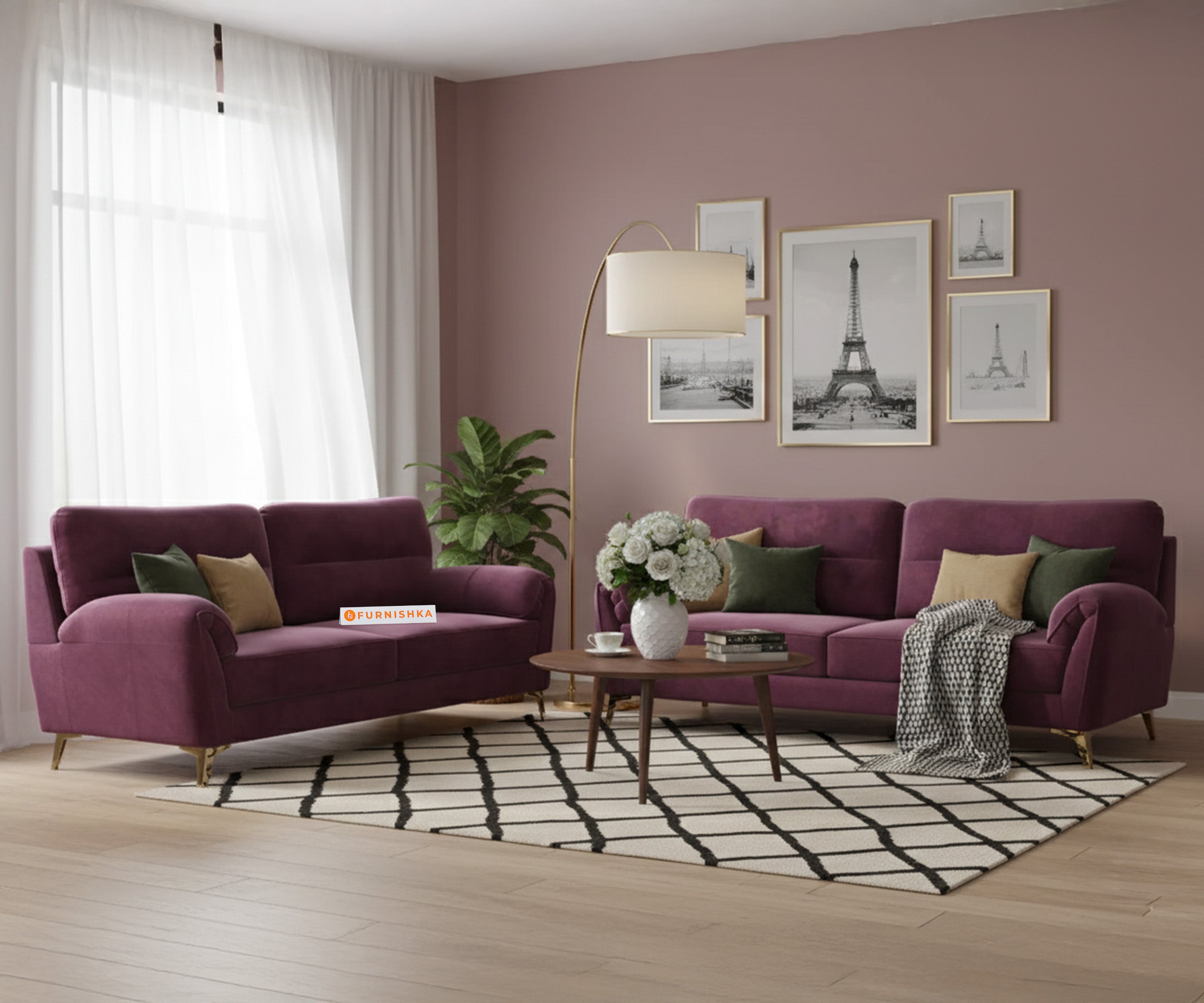 Bilance 3+2 Seater Sofa Set Red Wine – Furnishka