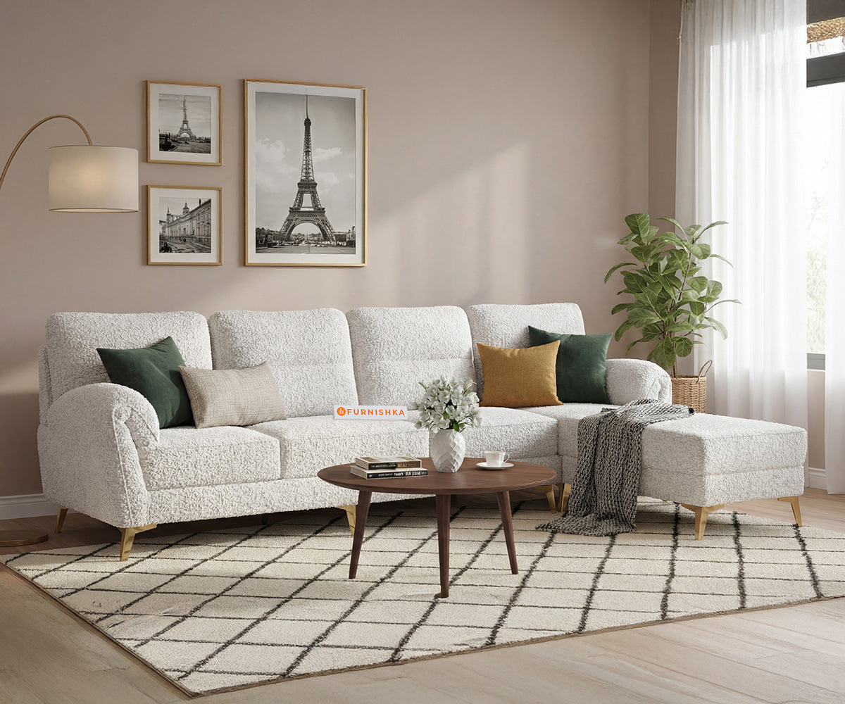 Bilance 3 Seater L Shape Sofa with Anthology Fabric Light Beige- RHS - Furnishka