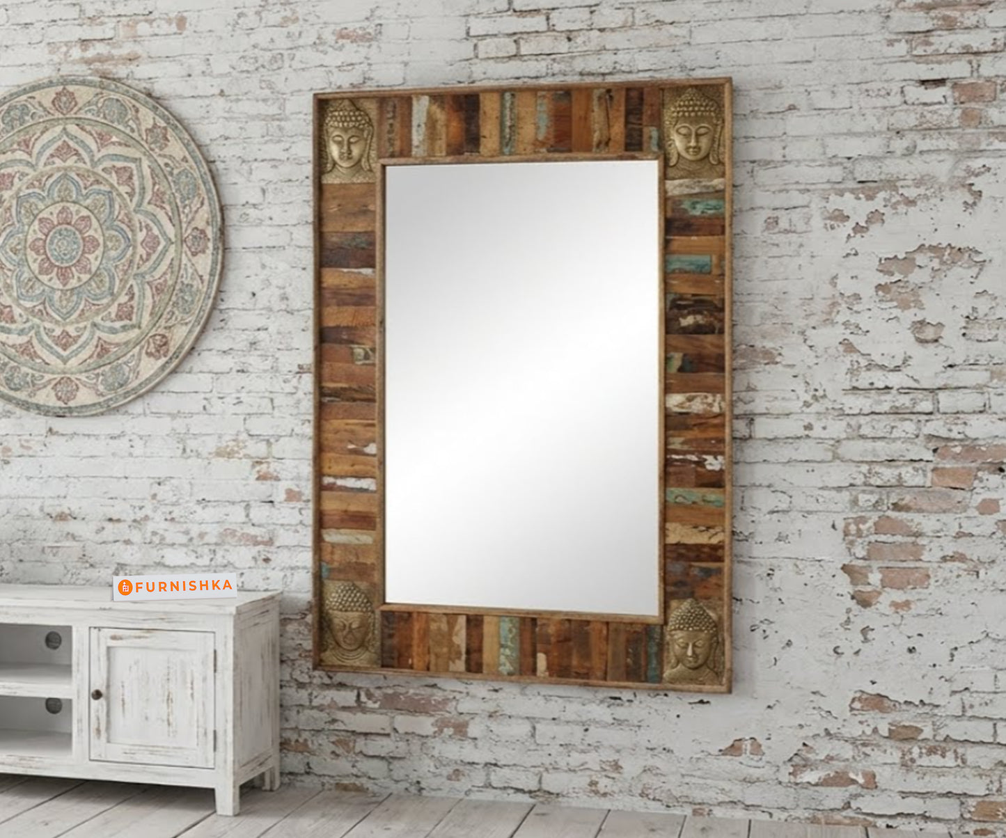 Brass Buddha Mirror Frame Reclaimed - Furnishka