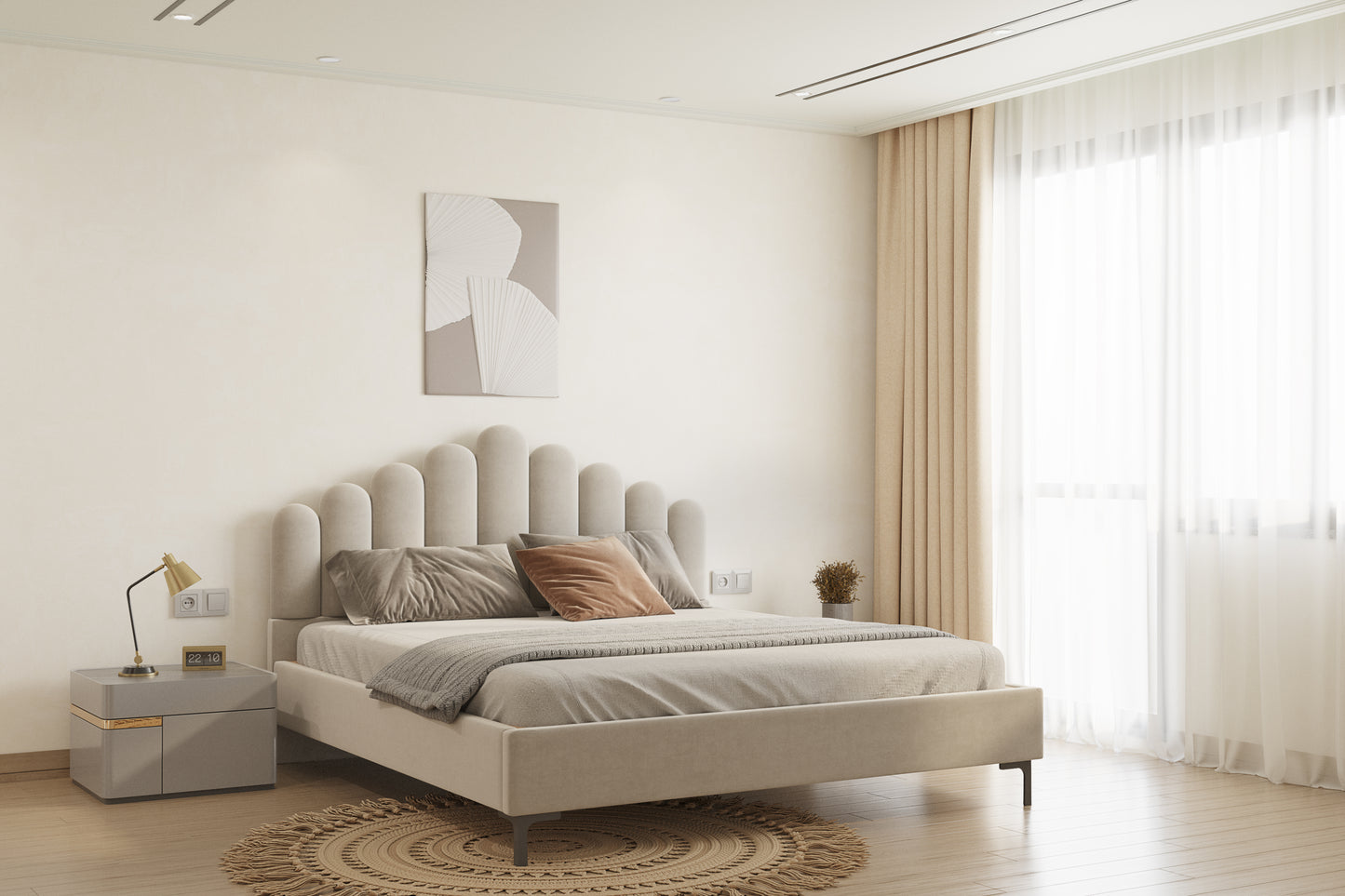 Dora Bed (Fully Upholstered) 50+ colour options - Queen Size - Furnishka