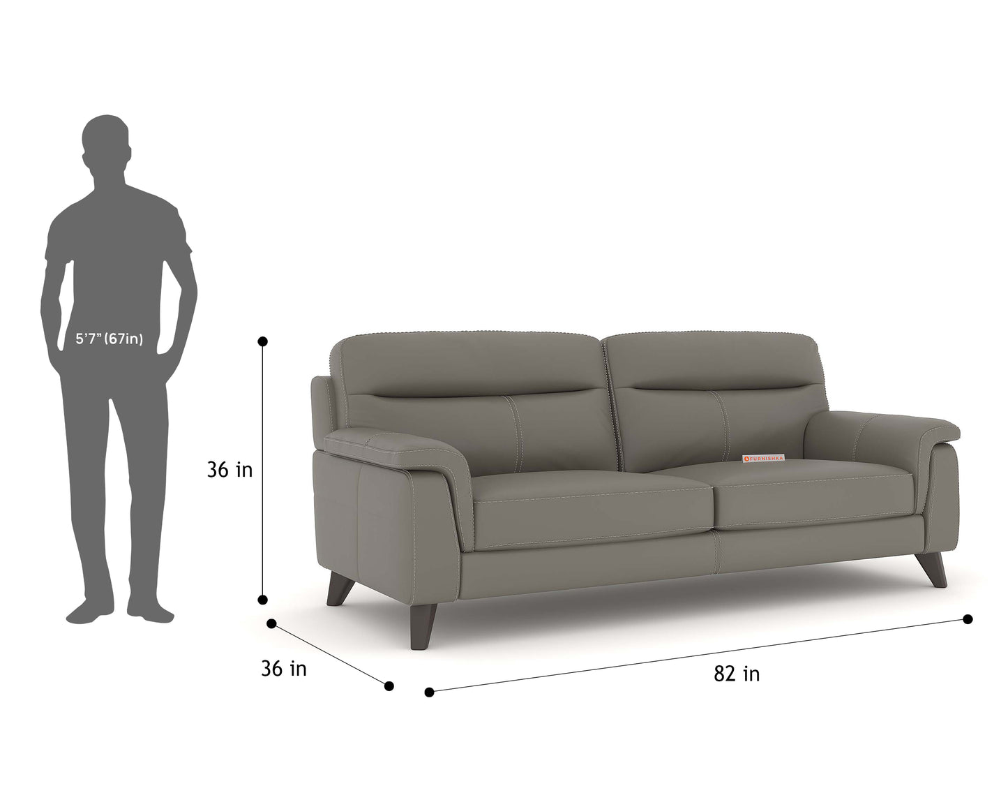 Casto Leather 3 Seater Sofa - Furnishka