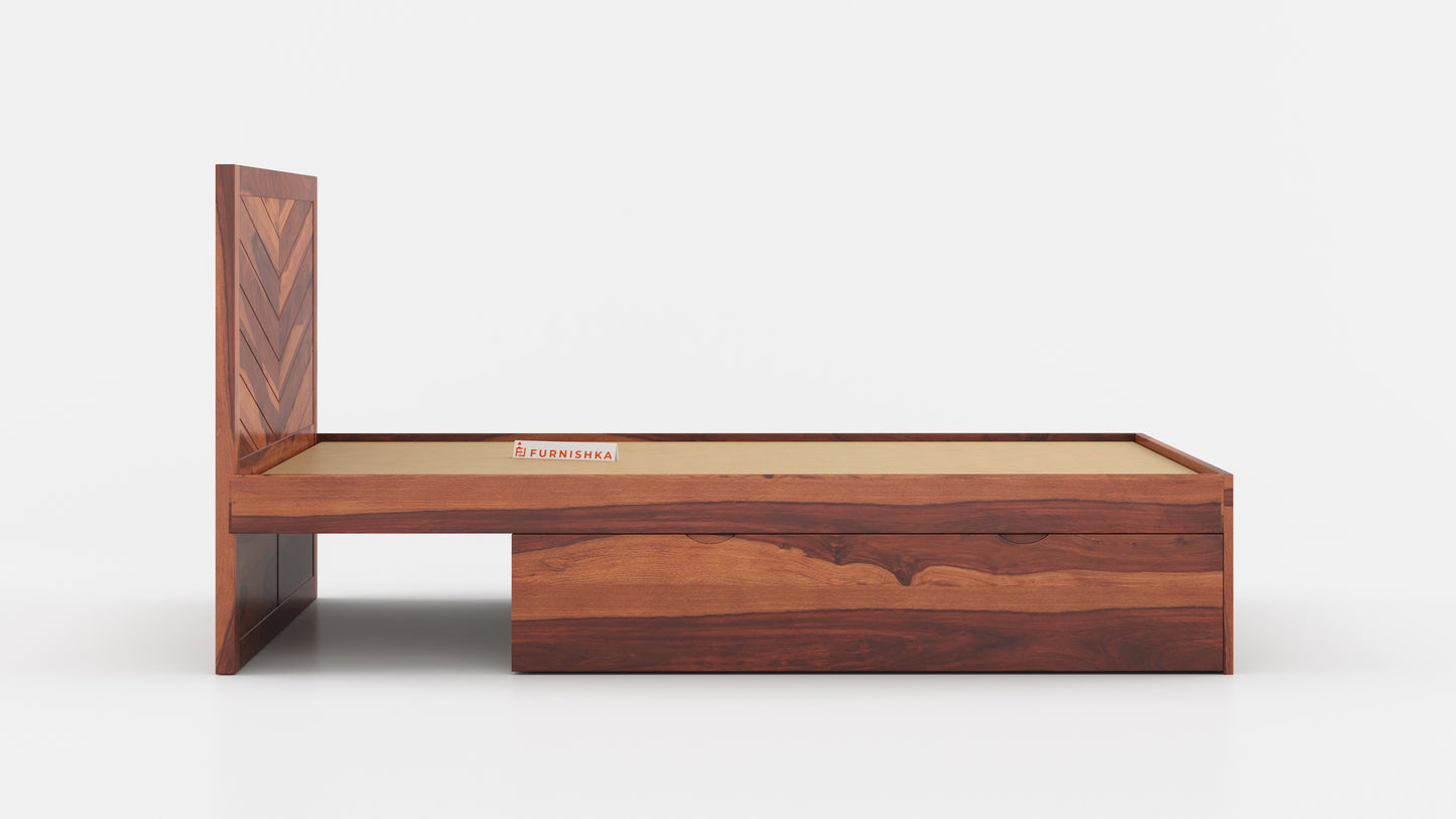 Chevora Drawer Bed in Sheesham - Queen Size - Furnishka