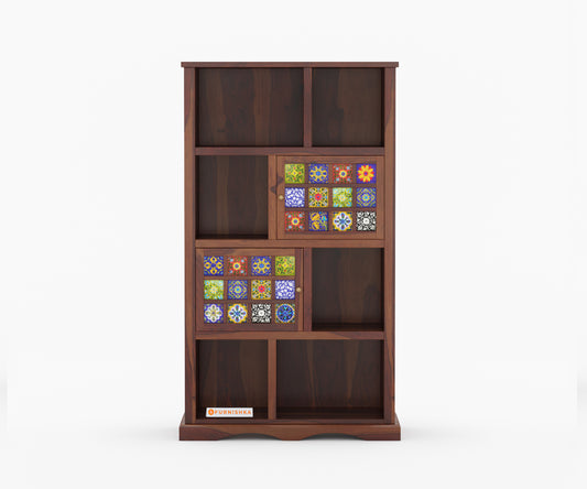 Colombee Sheesham Wood Two Drawer Book Shelf - Furnishka