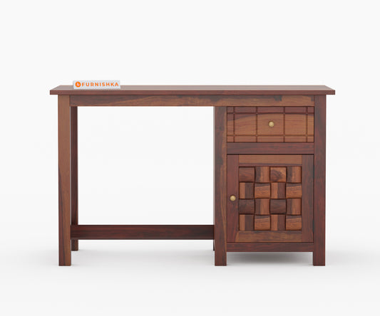 Colton Sheesham Wood Study Table (Brown Finish) - Furnishka