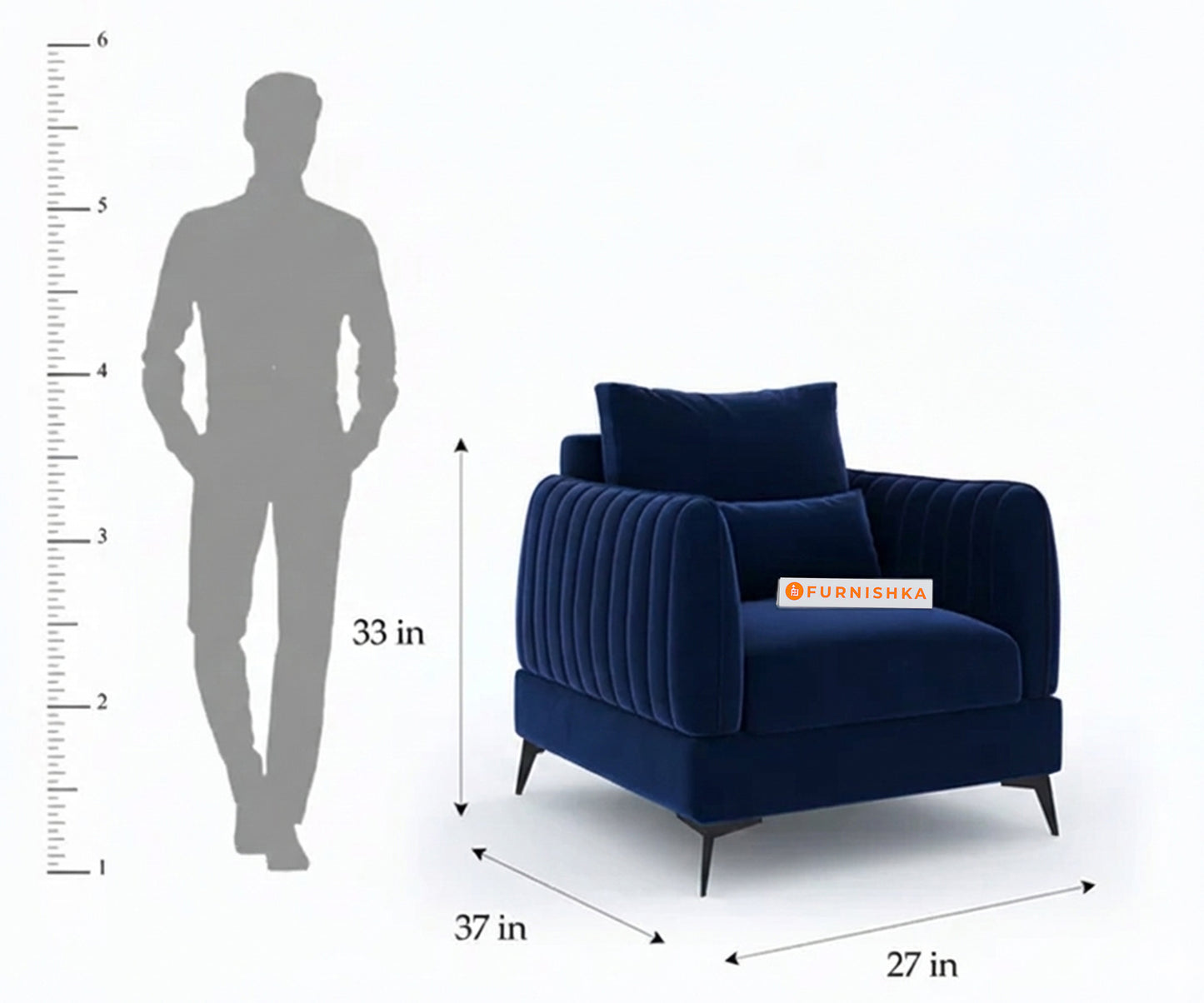 Corbida Sofa 1 Seater Persian Blue - Furnishka