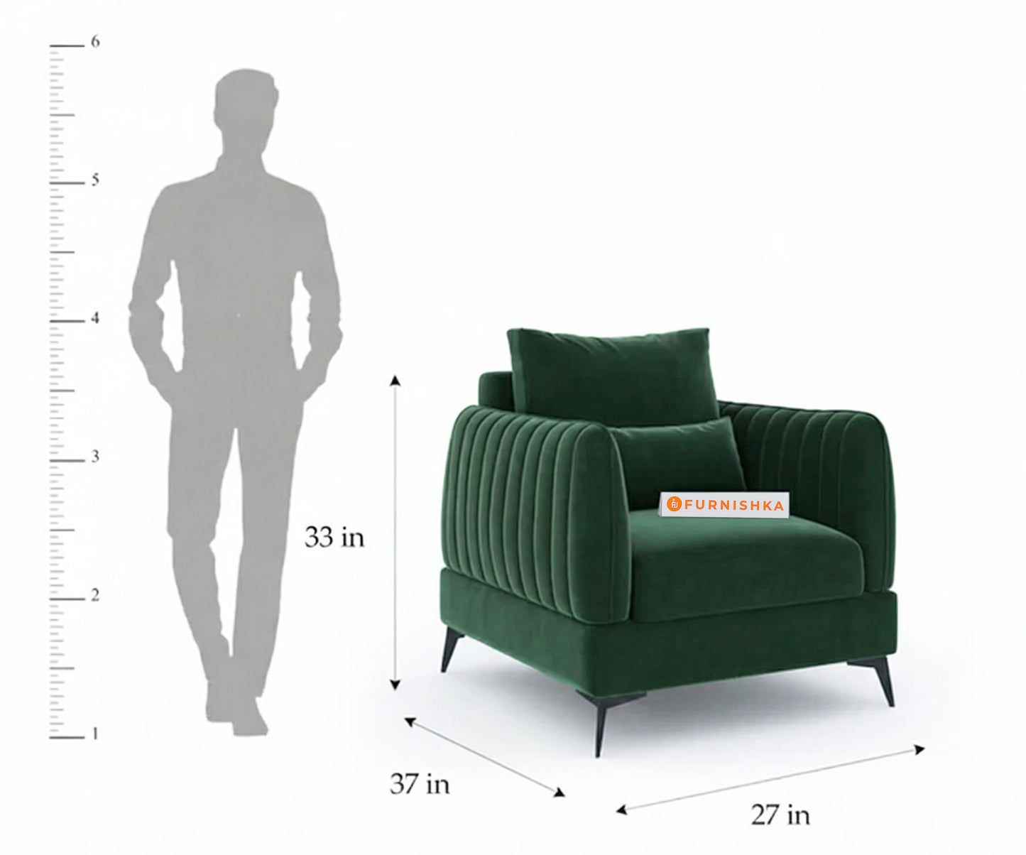 Corbida Sofa 1 Seater Pine Green - Furnishka