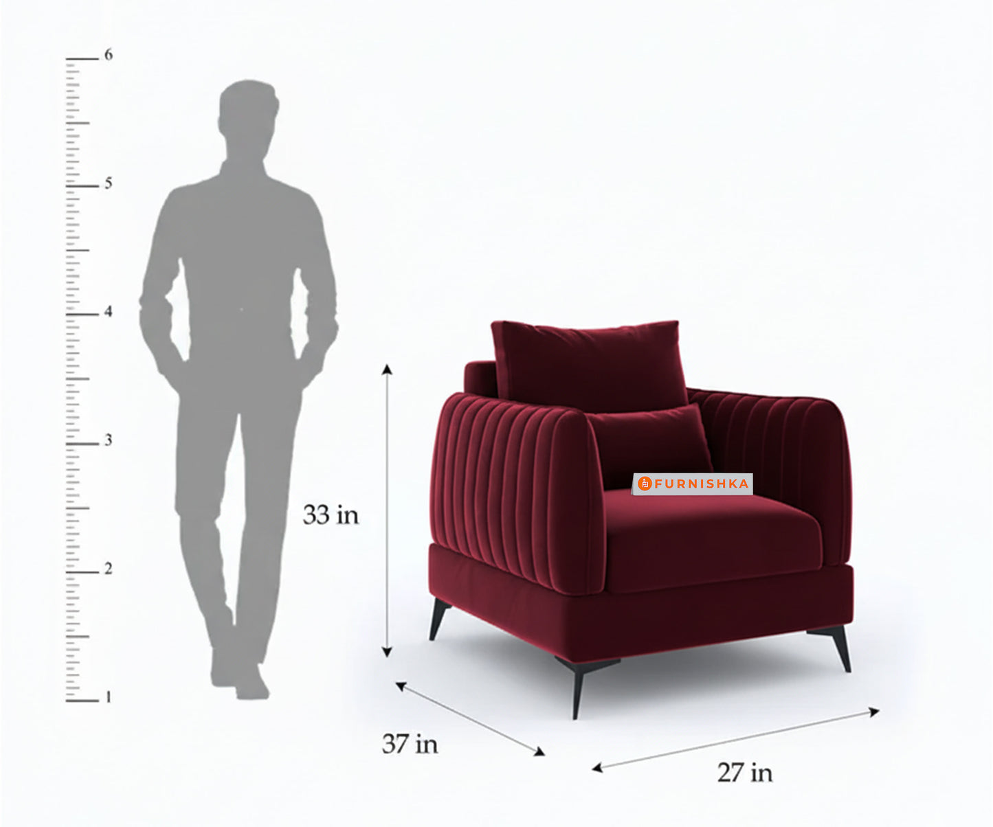 Corbida Sofa 1 Seater Red Wine - Furnishka